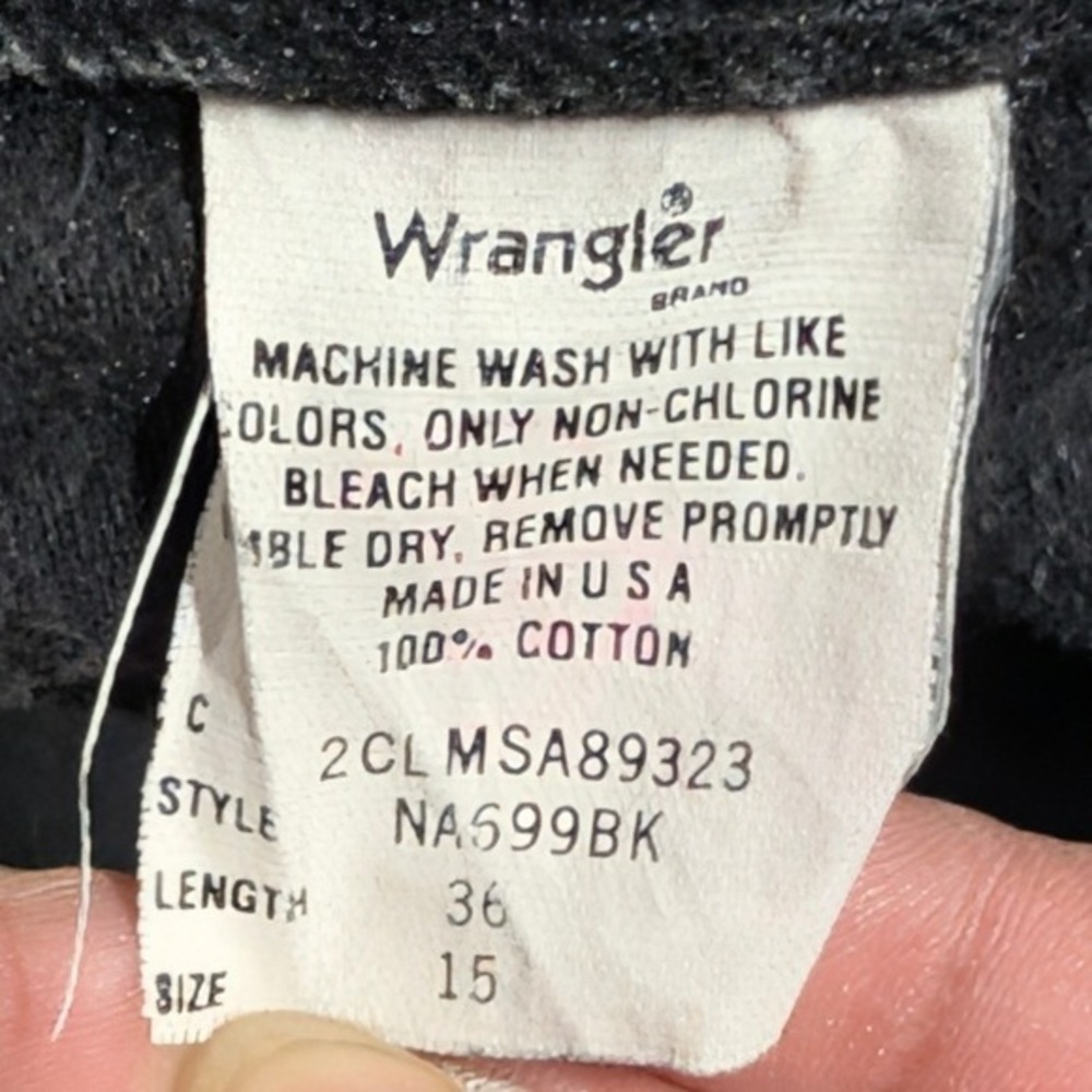 Vintage Wrangler Black High Waist Western V-Yoke Tapered Jeans Made in USA 15x36 - Picture 9 of 16